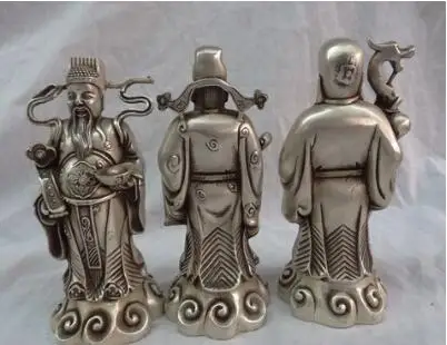 Китай Серебро 3 жуй YuanBao долголетие звезда Маммона Бог шоу персик Фу Лу статуя |