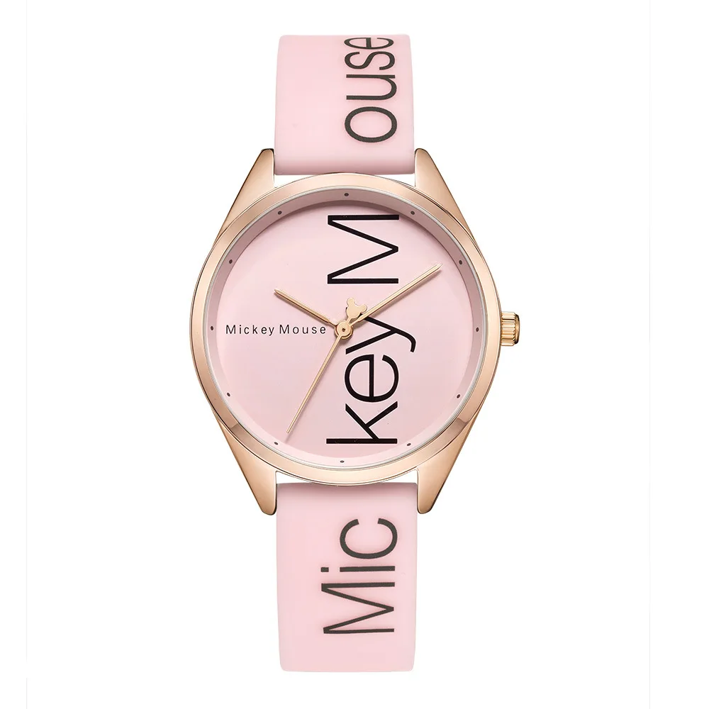 Бренд Disney детские часы с Микки Маусом для мальчиков и девочек кварцевые из кожи