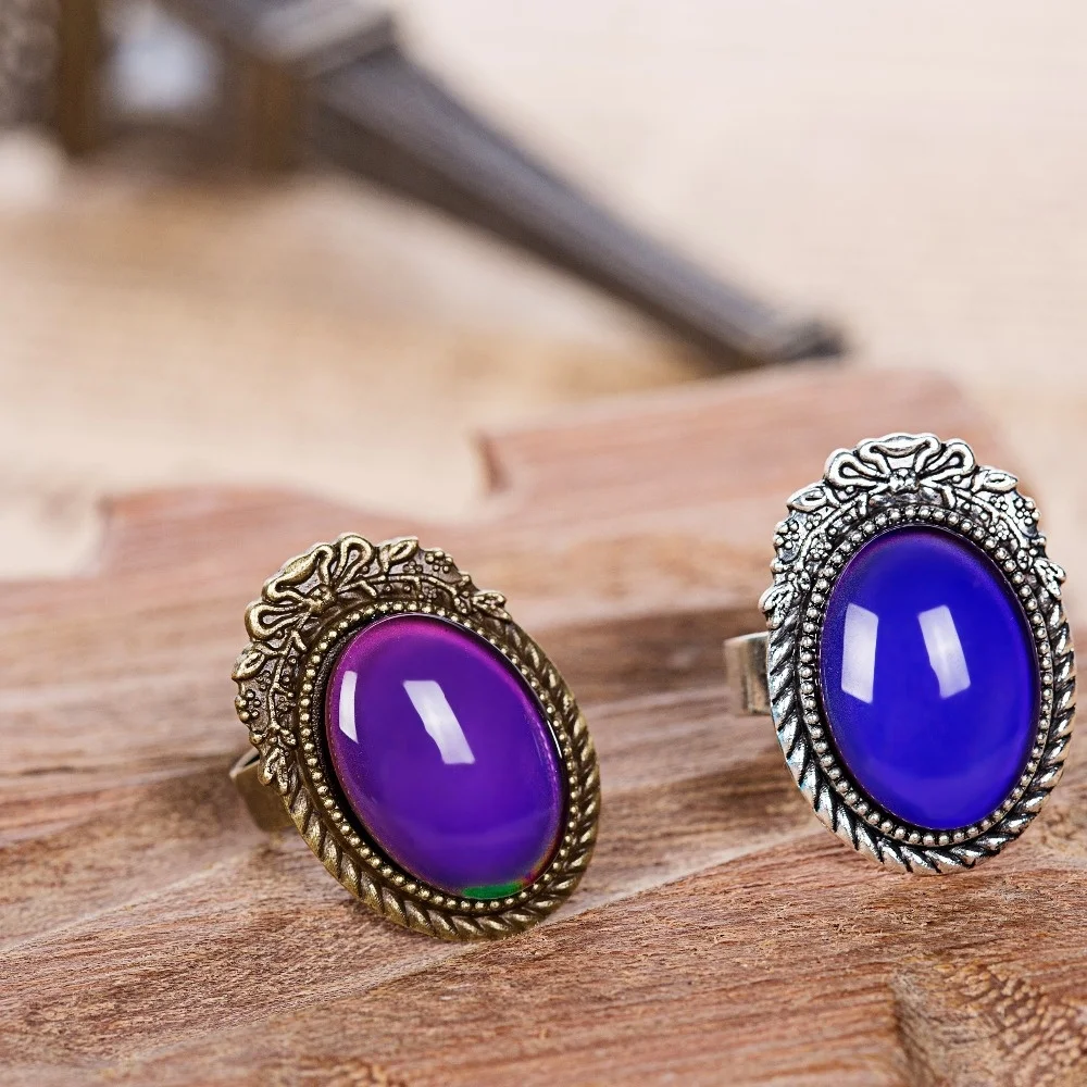 

2 Colors Mood Ring Changing Color by Temperature Vintage Adjustable Statement Rings for Women Men 2 pcs