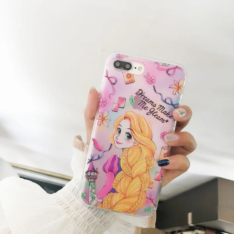 Netarlier Lovely Girl Case For iPhone 6 6s Beautiful Long hair Princess Mermaid Shells Starfish Air Cushion Clear TPU Soft |