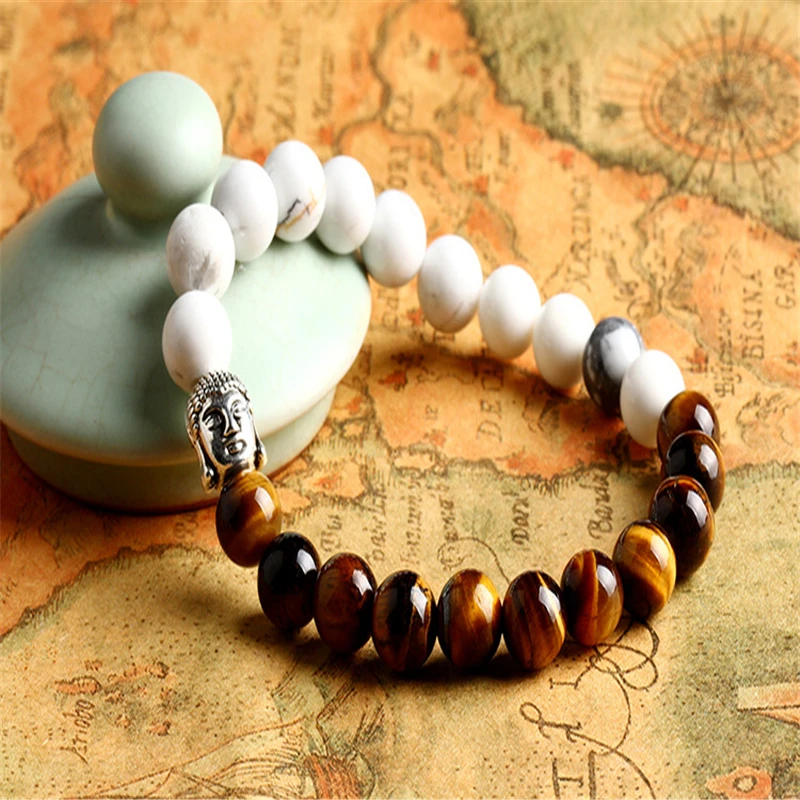 Браслет Будды 2 цвета эластичная цепь браслет из лавового камня браслеты для