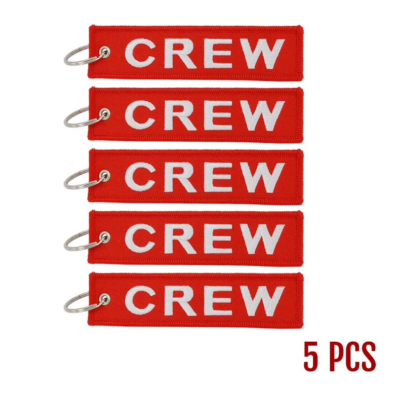 

5 PCS/LOT Crew Keychain Motorcycle for Keychains llaveros Luggage Tag Embroidery Crew Key Ring Holder Keychain for Aviation Gift