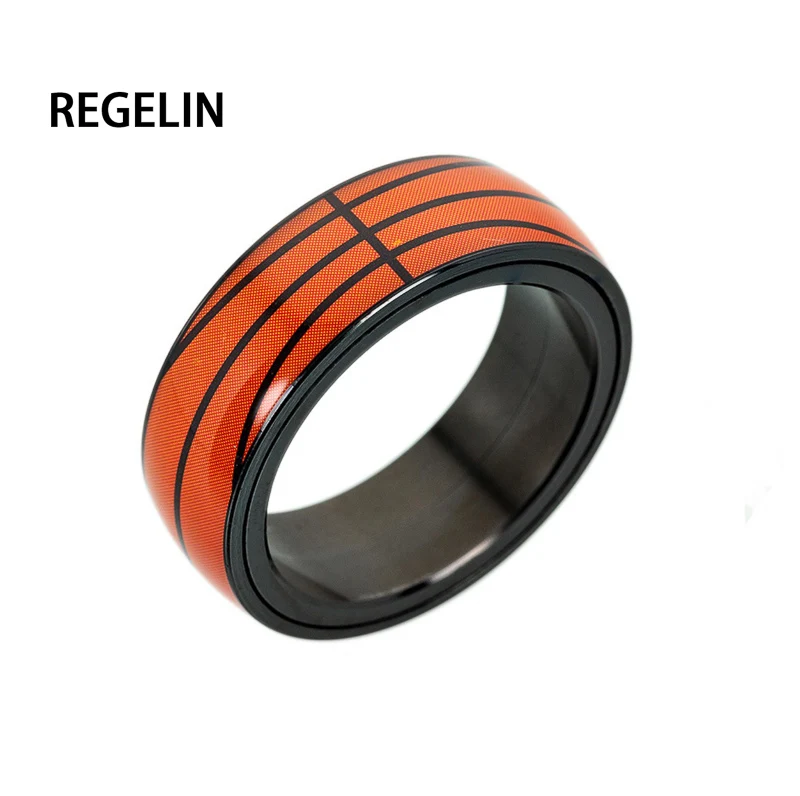 basketball REGELIN Прямая баскетбол/Футбол/Бейсбольные кольца кольцо из нержавеющей стали 316L мужчин s ювелирные изделия для мужчин и женщин для мужчин подарок - Цвет основного камня: basketball