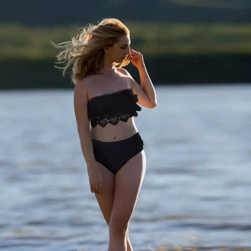 2019 сексуальный кружевной женский купальник из двух частей однотонный пуш-ап