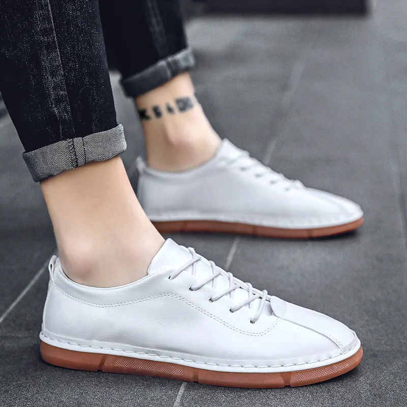 Spring and autumn men's leather shoes trend lazy casual fashion set foot business work light | Обувь