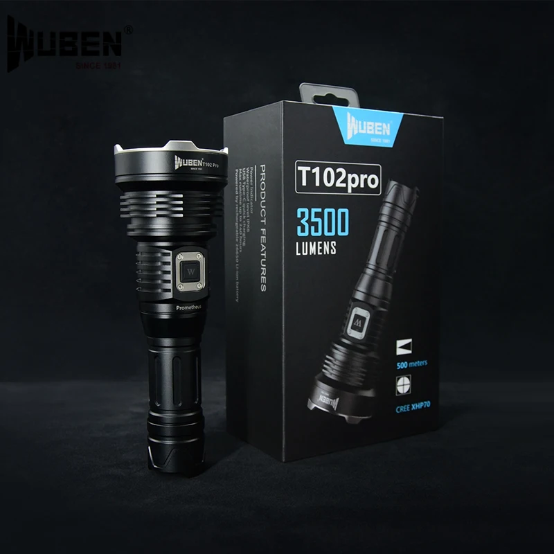 WUBEN T102Pro ручной фонарь CREE XHP70 Макс 3500 люмен луч бросок 500 м уличный с 26650 литий