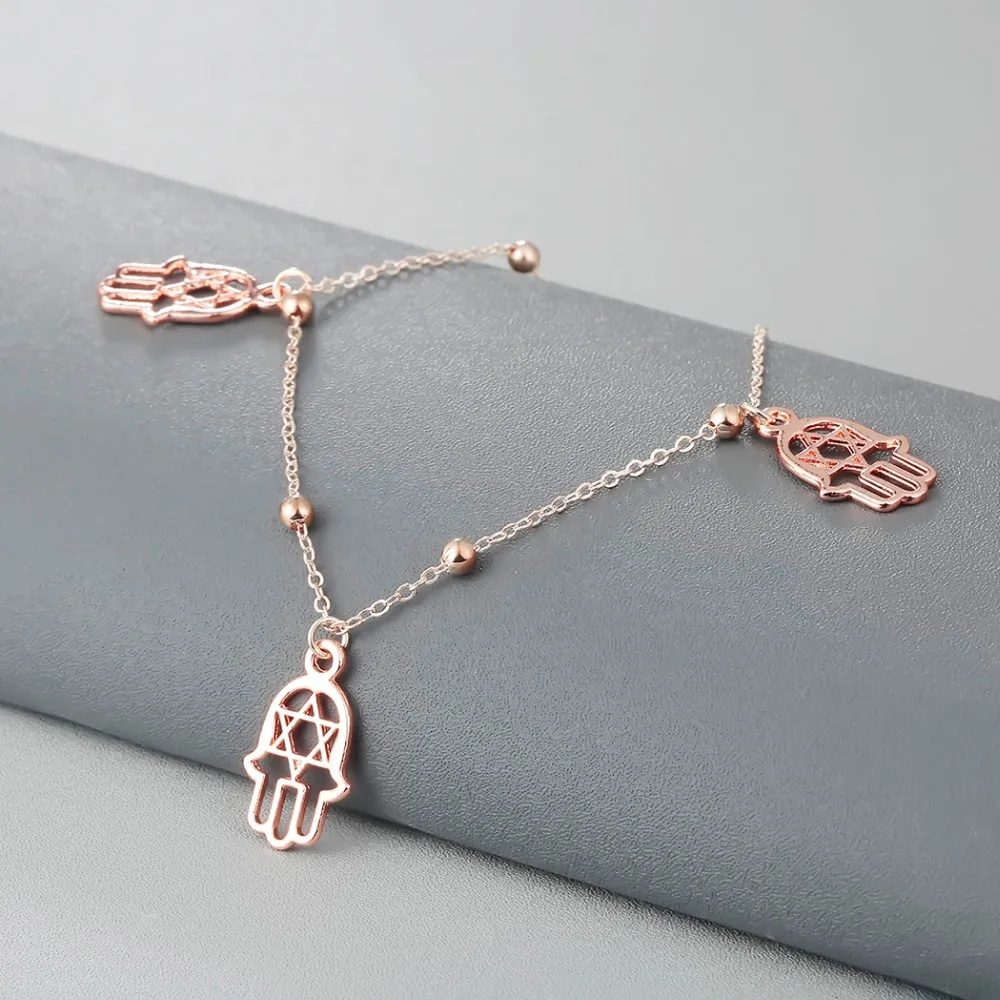 Браслет на ногу QIAMNI сексуальные бусы Fatima Hamsa Женский летняя пляжная бижутерия со