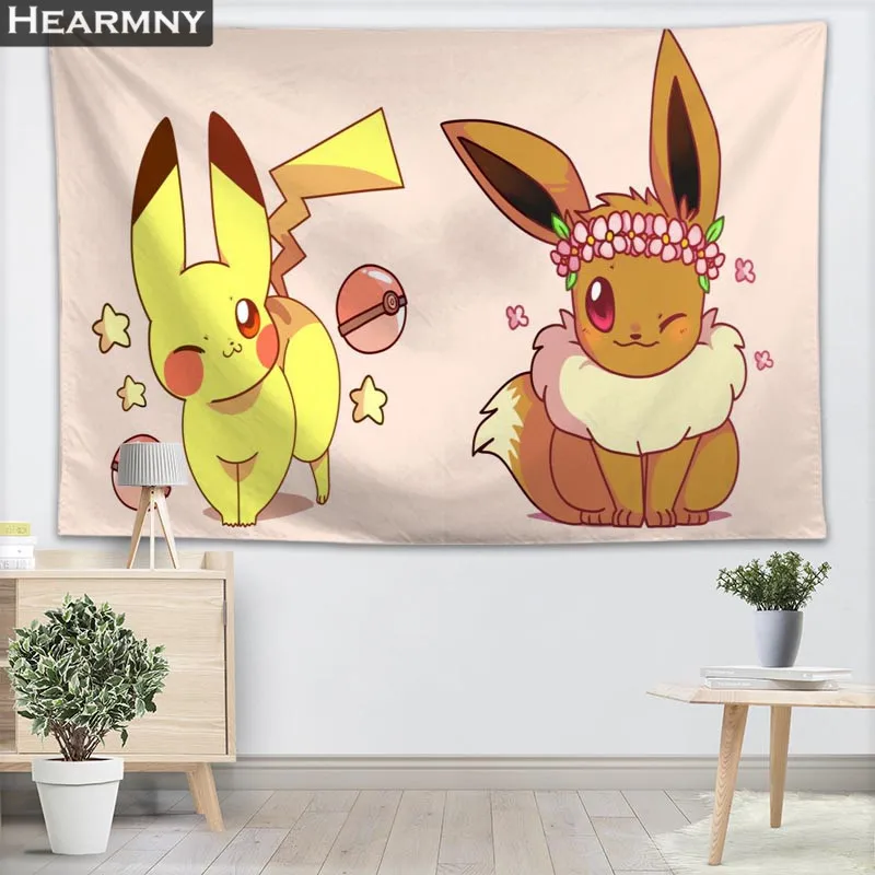 HEARMNY Покемон AnimeTapestry Настенный декор гобелены шоу кусок для украшения дома палатка путешествия коврик - Цвет: 13