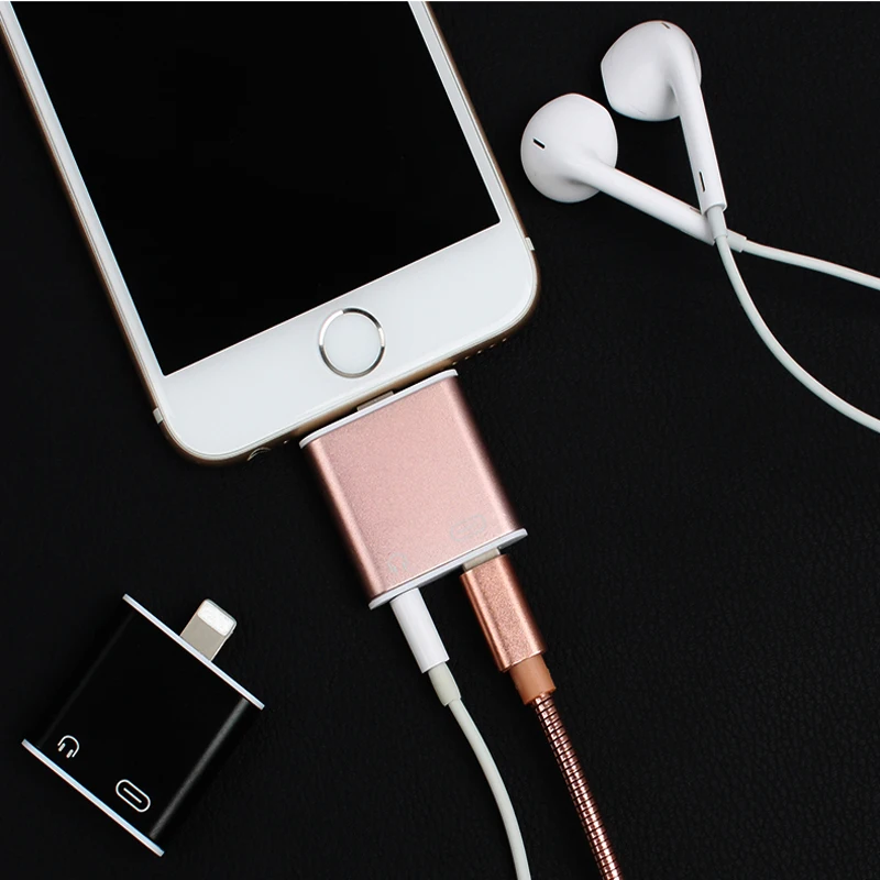 Для Lightning до 3.5 мм Разъем Наушников Адаптер для iPhone 7 Plus 2 в 1 Аудио Наушники и
