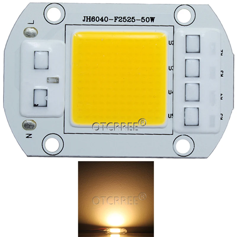 Smart IC AC Светодиодная лента COB 20W 30W 50W 110V 220V водителя DIY прожектор высокой мощности светодиодный COB диод теплый полный спектр белого