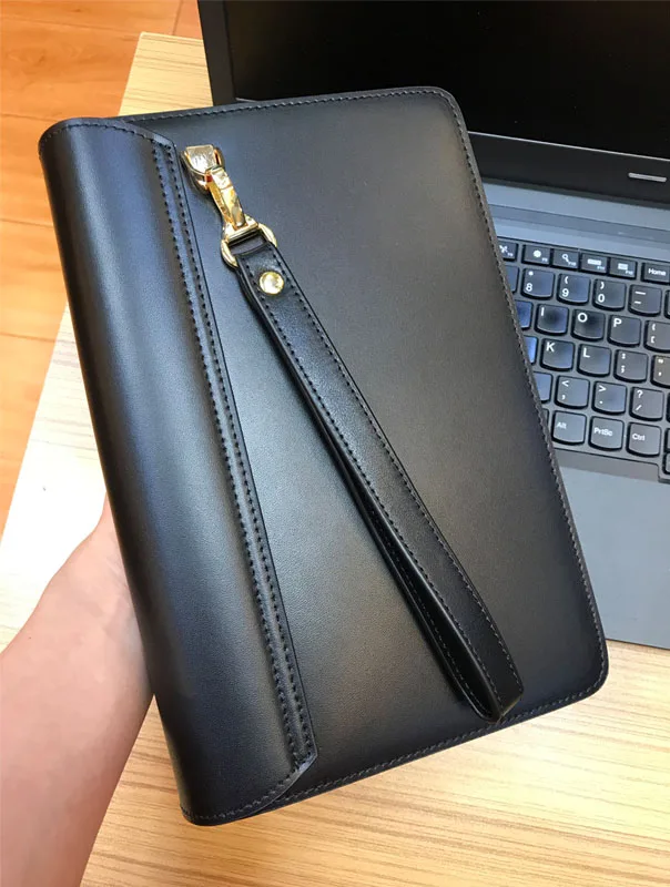 Goedkoop YINTE Mannen Hoge Kwaliteit Clutch Bag Lederen Handtas Clutch Business Portemonnee Houder Met Slot Bag Organizer Portfolio T8070-1