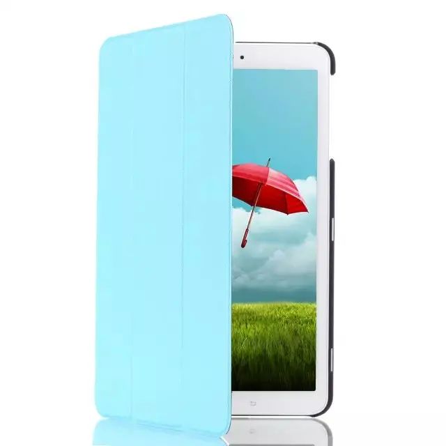sky blue Тонкий трехслойный Магнитный чехол-книжка с подставкой, чехол из искусственной кожи, защитный чехол для samsung Galaxy Tab A 9,7 SM T555C T550 P555C - Цвет: sky blue