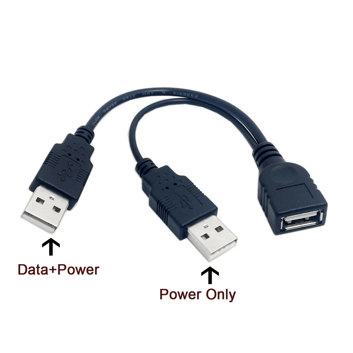 

USB to USB Extension Cable Type A Male to Male USB 2.0 Power Data Y Extension Cable for 2.5" Mobile Hard Disk USB A to USB A