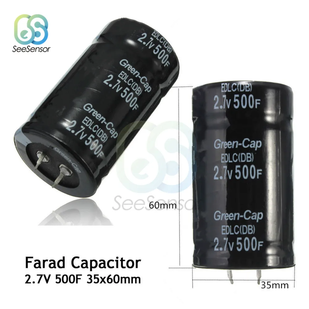 2,7 V 500F Farad электролитический супер конденсатор с алюминиевой крышкой, модуль 35*60 мм постоянной ёмкости, универсальный конденсатор электролитные конденсаторы, Наборы 16V83F четыре фута два средства ухода за кожей стоп