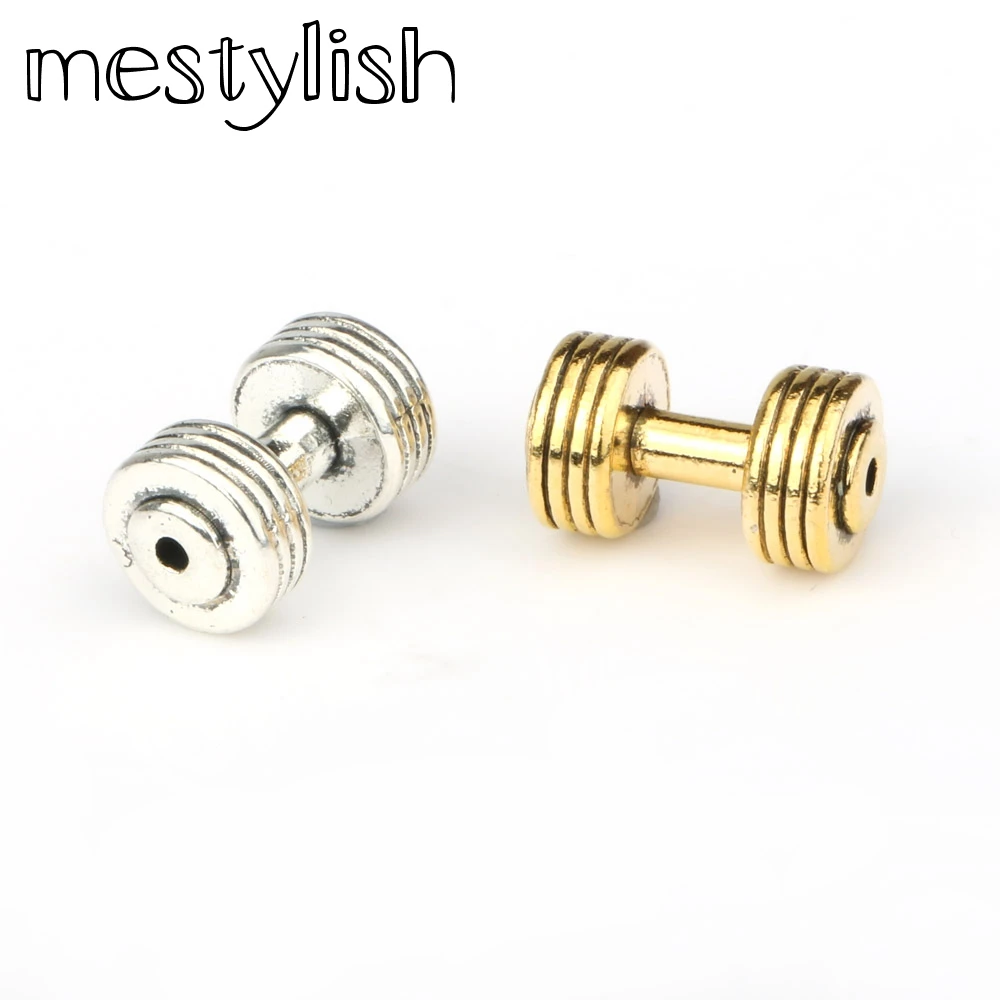 

Mestylish 20pcs/lot Antique Gold Barbell Dumbbell Spacer Beads Charms fit Diy Beaded Fitness Bracelets Jewelry Handmade Making