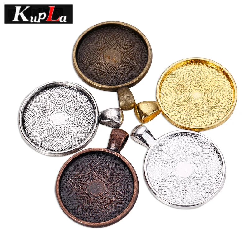 Kupla 25 мм стеклянный кабошон круглый настройки DIY металлические украшения кулоны