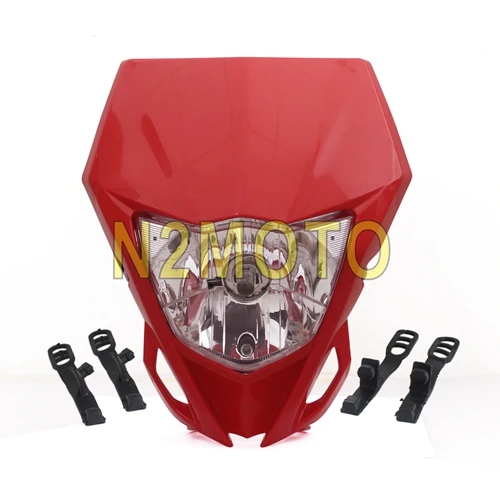 Фары для мотокросса 12 в 35 Вт налобный фонарь для Yamaha WR250F WR450F KAWASAKI KLX KX 250 450 2012- белый Dirtbike - Цвет: Красный