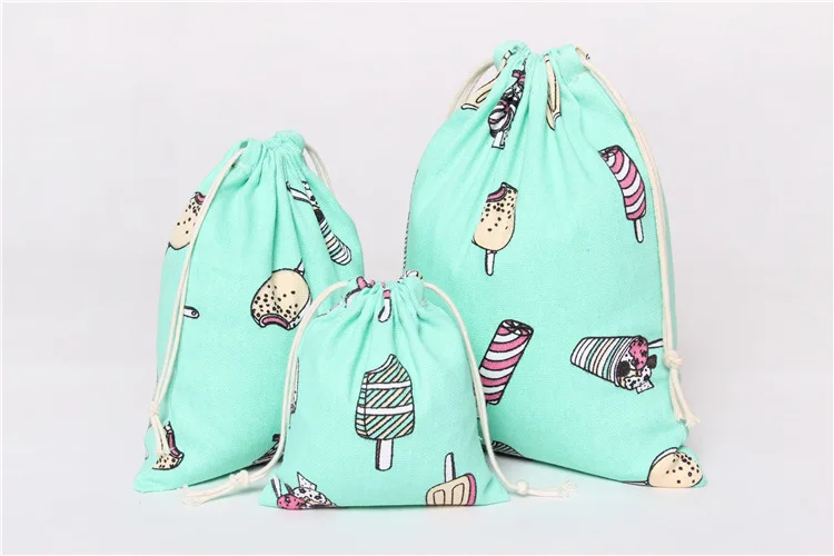 2016 Рождество мешок конфет Аквамарин синий лен хлопок drawstring Сумки для Чай сумка