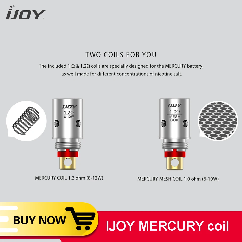 5 шт./упак. 100% оригинальная катушка IJOY Mercury 1.0ohm сетка/1.2ohm Обычная для Смола