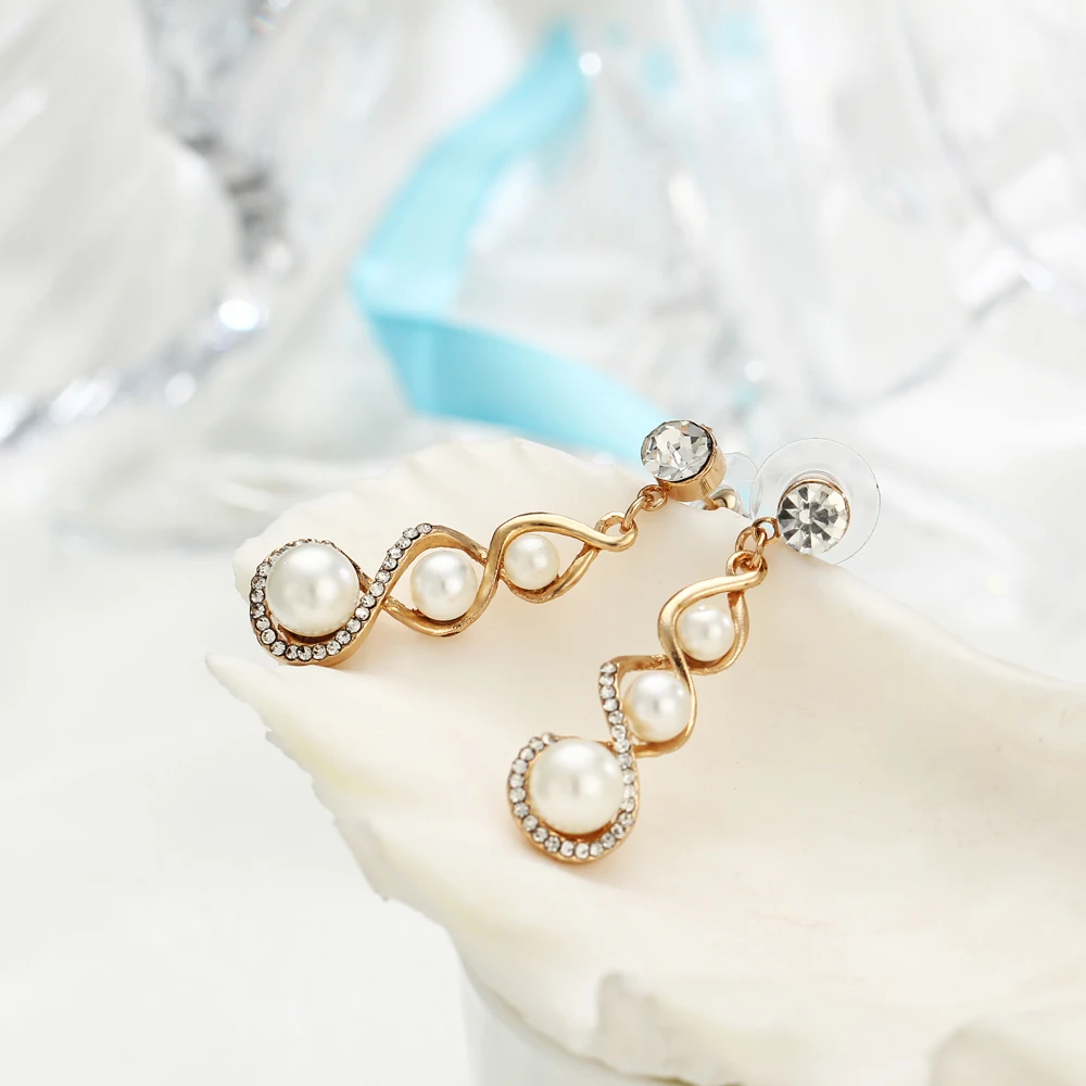 Cloaccd Для женщин спираль имитация Шарм Pearl Jewelry комплект свадебной моды кристалл