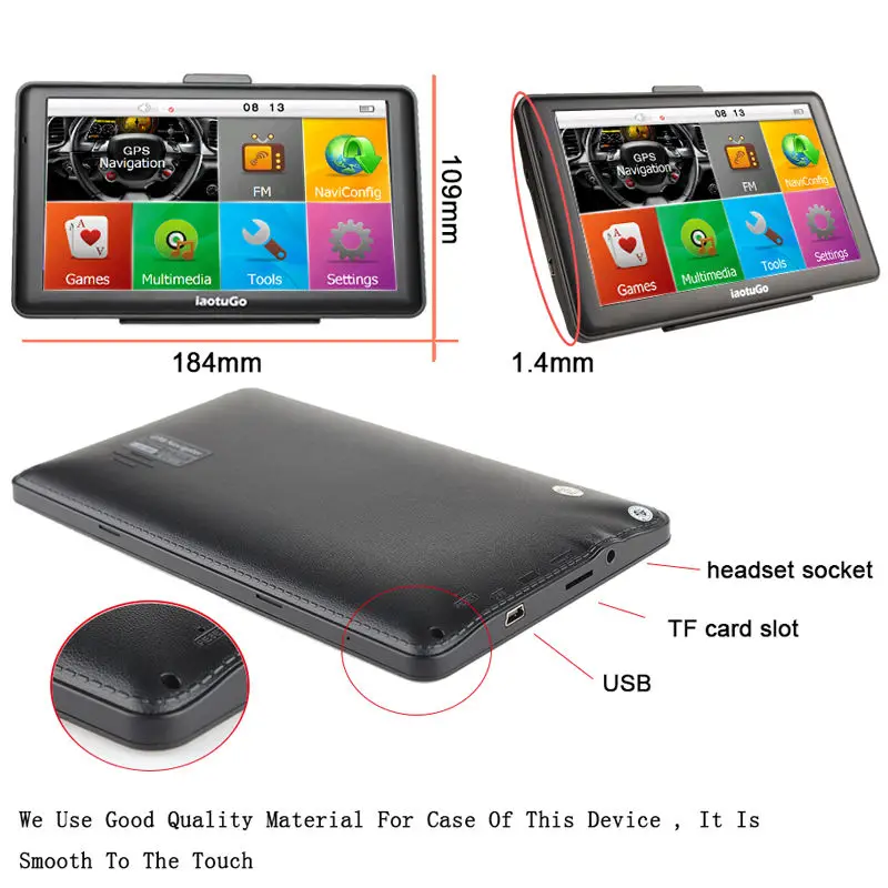 IaotuGo 7 дюймов емкостный сенсорный экран GPS автомобильный навигатор 256 8 г Bluetooth AV IN HD