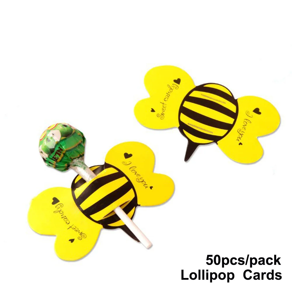 bee 50pcs 24 шт Русалка Принцесса леденец открытки ребенок душ украшения день рождения замороженные Русалка Вечерние принадлежности - Цвет: bee 50pcs
