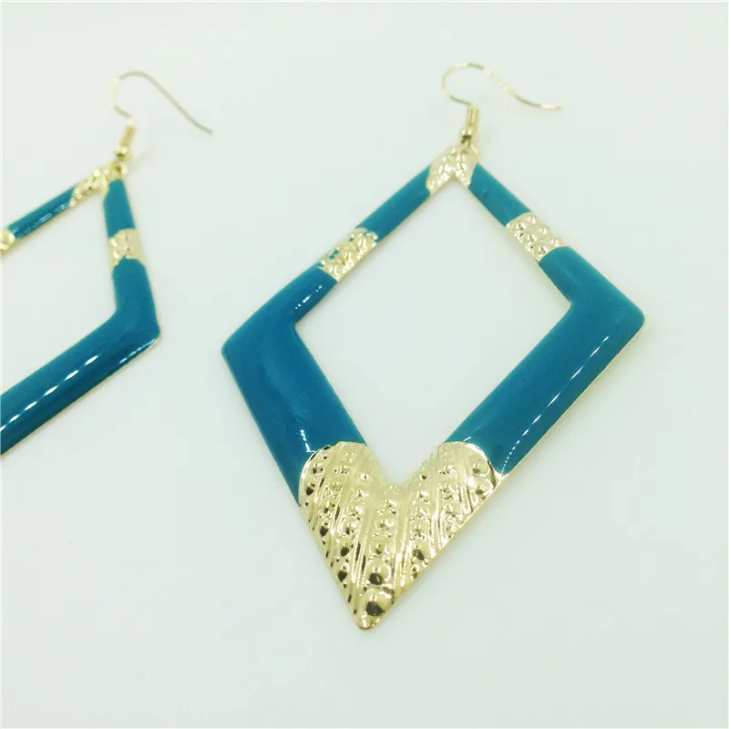 Yiwu Ethnic Big Red Earrings Geometric Metal Women Iron Alloy Blue Black Earring For Best Gift | Украшения и аксессуары