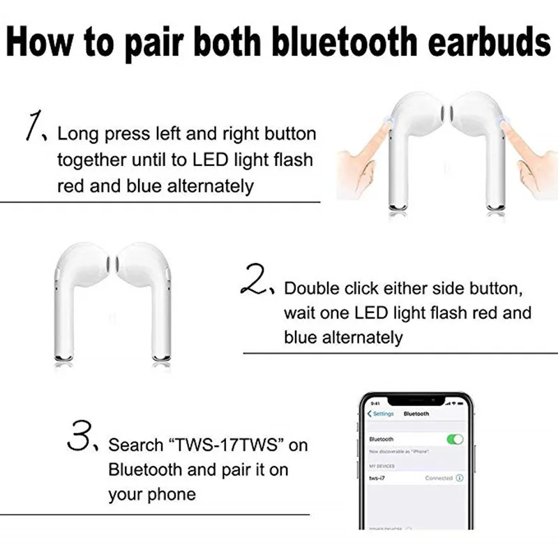 Bluetooth наушники беспроводная гарнитура TWS Double Twins стерео музыкальные для iPhone 6 7 8 X