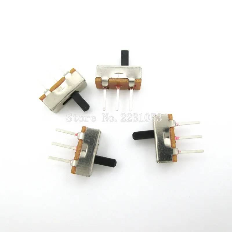 

20 шт./лот, мини скользящий выключатель SS12D00 SS12D00G4 3pin 1P2T, Длина ручки переключателя: 4 мм