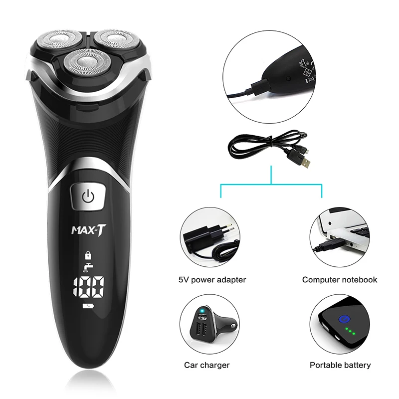 MAX-T RMS8101 электробритва уход за лицом моющийся USB кабель перезаряжаемый тройное лезвие 3D бритвы Электрический станок для бритья бороды
