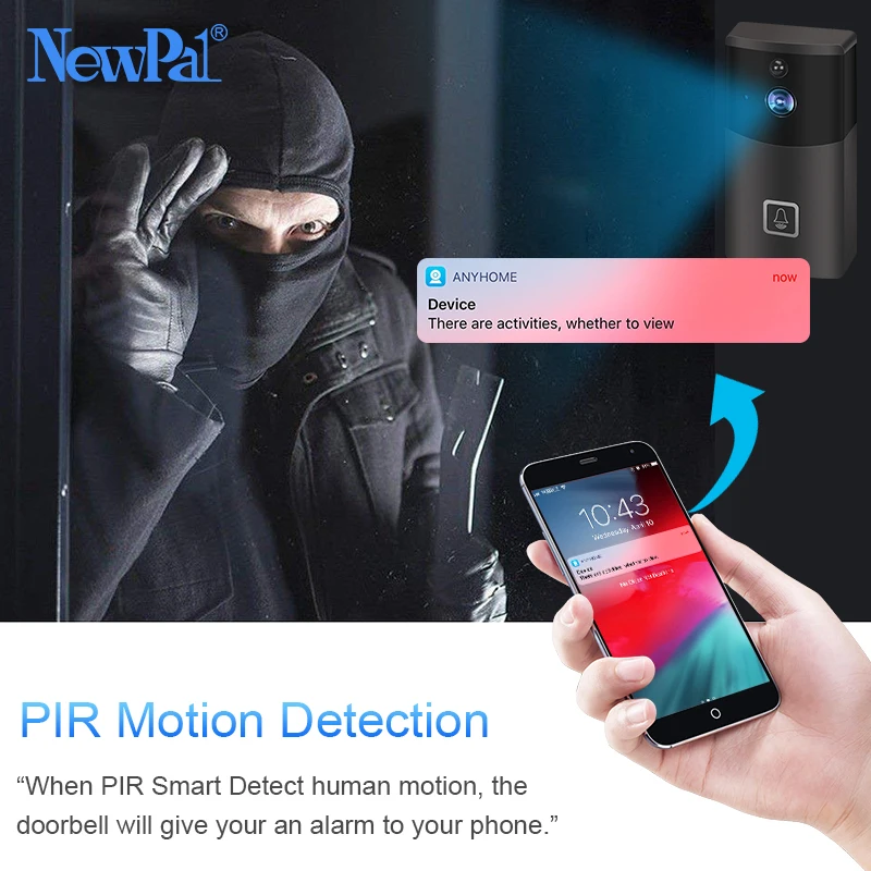 Беспроводной дверной звонок ip видеокамера монитор WiFi визуальный Домофон