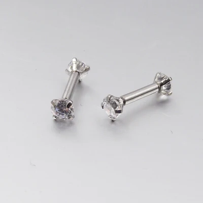 1 шт. 16Gx6x3mm штанга нержавеющая сталь серьги прозрачный циркон камень двойной