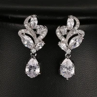 fashion sparking cubic zirconia drop earrings for women marquise cut stone wedding bride earring for engagement gifts e 001