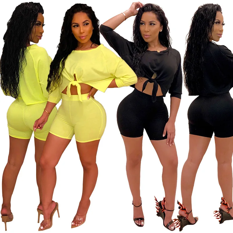 Женский Повседневный Спортивный костюм 4 вида цветов из двух предметов H3231 лето