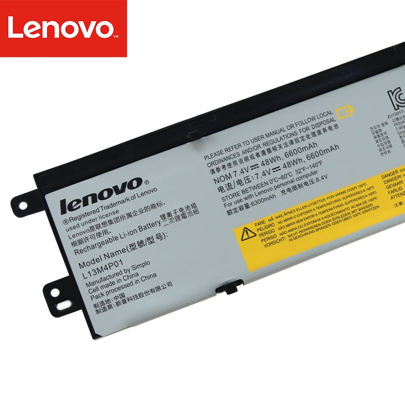 7 4 В 6600 мАч 48Wh Оригинальный аккумулятор для ноутбука Lenovo Erazer Y40-70 Y40-80 L13L4P01 L13C4P01