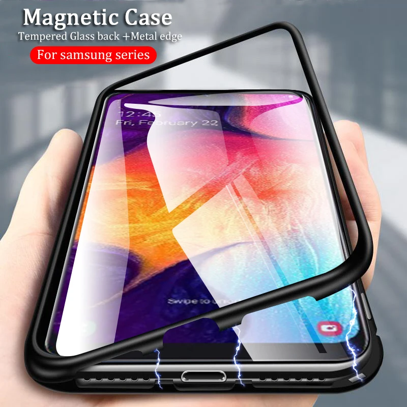 Магнитный чехол для samsung Galaxy s10 plus s9 s8 s10E стеклянная задняя крышка sansun s 8 9 10 e Filp coque Магнитный адсорбционный чехол