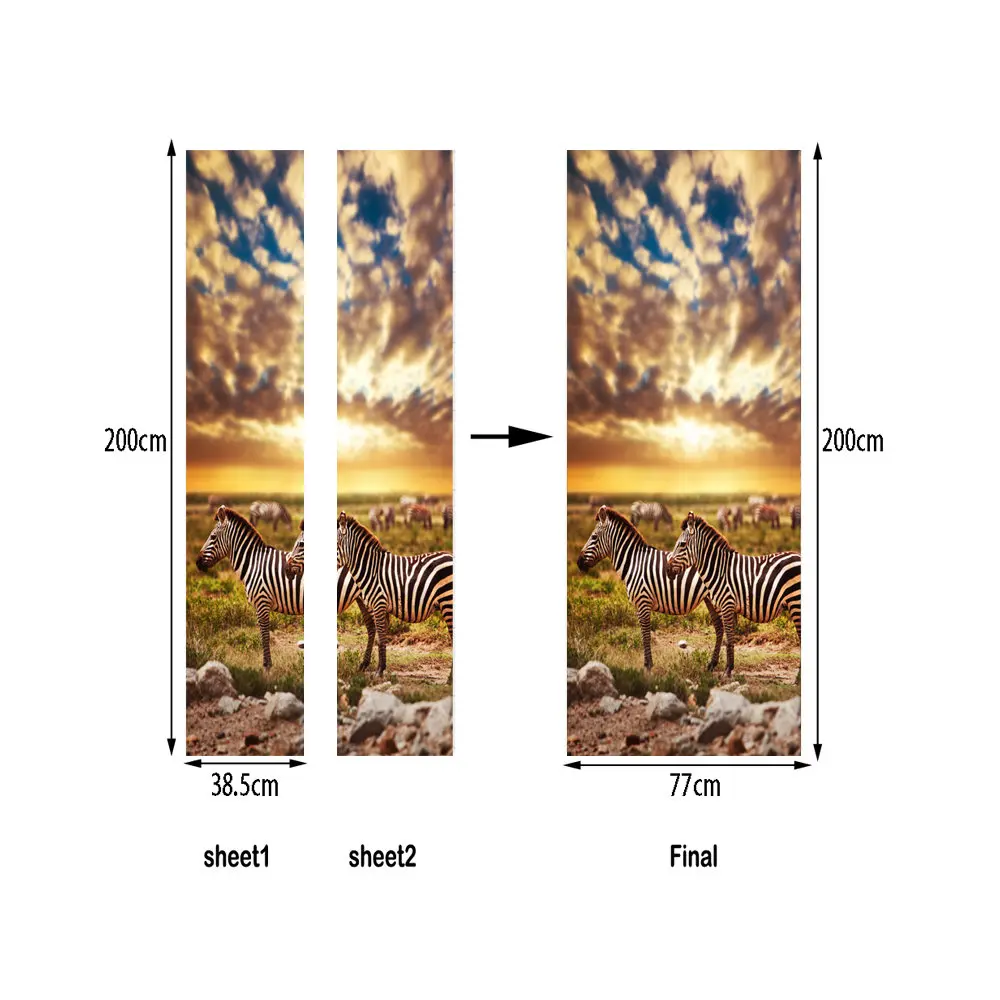 Креативные 3D наклейки Зебра в сумерках водонепроницаемые обои самоклеящаяся