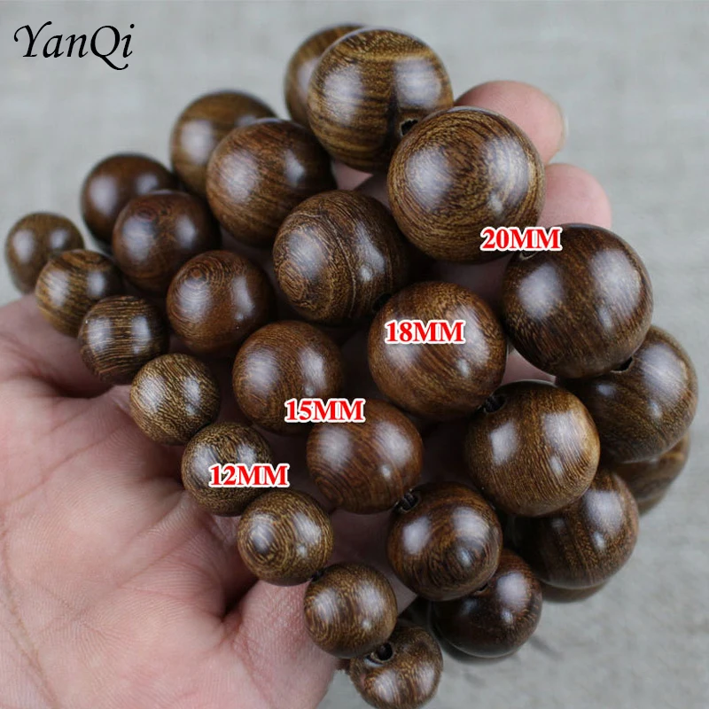 

Yanqi 6-20mm wood sandalwood prayer beads elastic bracelet men jewelry Authentic African Buddha wood bead bracelet beads