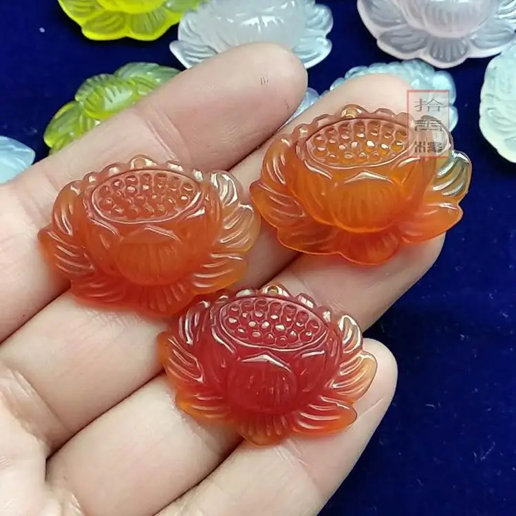 Натуральный агат красный и зеленый халцедон кулон DIY снежные бусины Лотос
