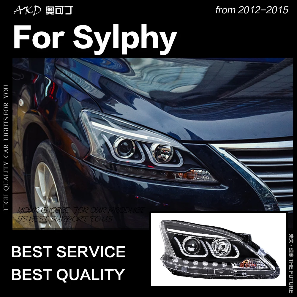 AKD автомобильный Стайлинг Головной фонарь для Sylphy фары 2012 Sentra светодиодный фонарь DRL Hid опция Головной фонарь Ангел глаз луч аксессуары