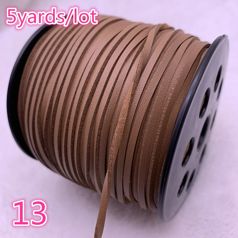 

New 5yards/lot 3mm Flat Faux Suede Braided Cord Korean Velvet Leather Handmade Beading Bracelet Jewelry Making String Rope #13