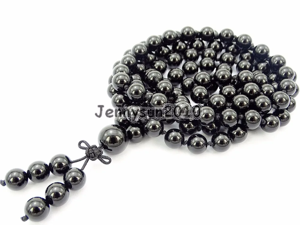 

Натуральный черный оникс 8 мм Камни буддийские 108 бусин Молитва Мала узел ожерелье многоцелевой 5 нитей/упаковка