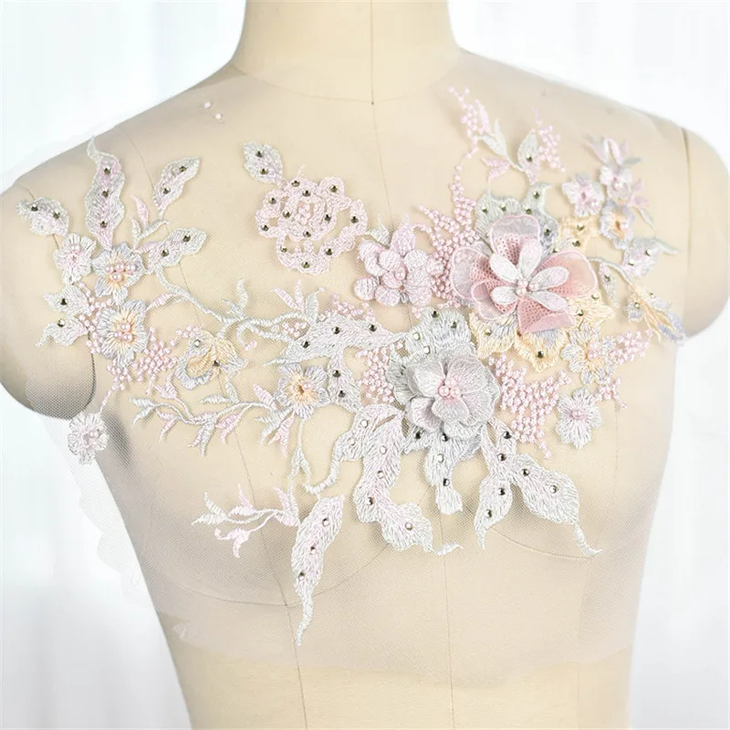 1Piece 35X 28cm Sequins Beaded Flower Floral Venice Venise Gold Glitter Lace Applique Sewing Trims DIY Craft BD0155 | Дом и сад