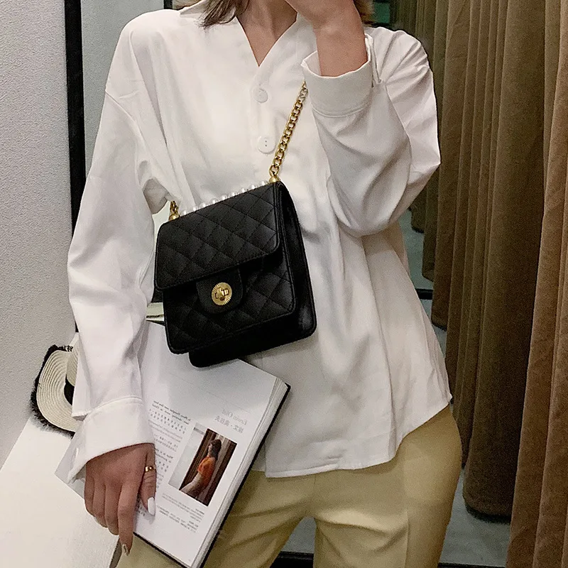 Пильная цепь сумка женская 2019 новый чистый красный небольшой запах жемчужная