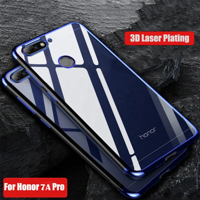 Роскошный чехол для Honor 7A Pro мягкий бампер прозрачный ТПУ силиконовый с покрытием