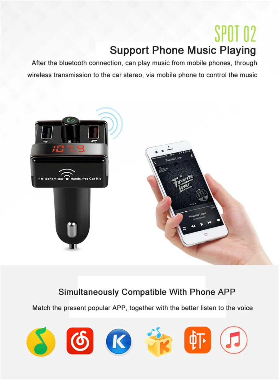 Автомобильный MP3 Bluetooth плеер двойной USB автомобильный MP3 FM передатчик поддержка чтения карты чтения U диск автомобильный передатчик Bluetooth A7
