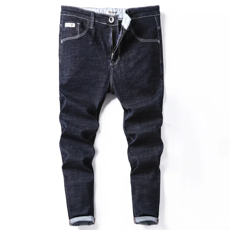Осенние мужские однотонные повседневные хлопковые джинсы дизайнерские