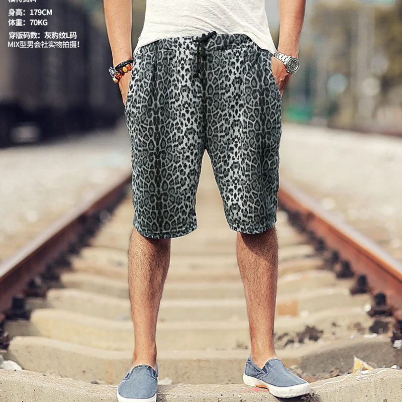 Мужская Летняя модная одежда новые стильные хлопковые желтые леопардовые шорты