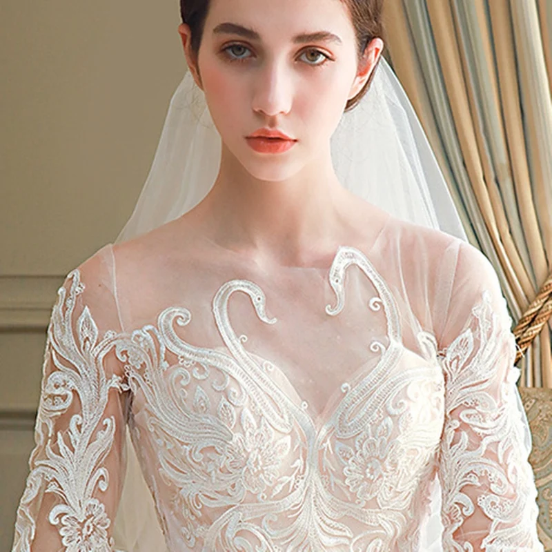 Свадебное платье белое кружевное невесты свадебное длинное vestido de noiva TS485