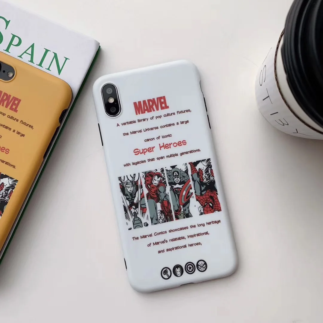 MARVEL логотип супергероя Железный Человек-паук Капитан Америка чехол для Apple iPhone 7 8